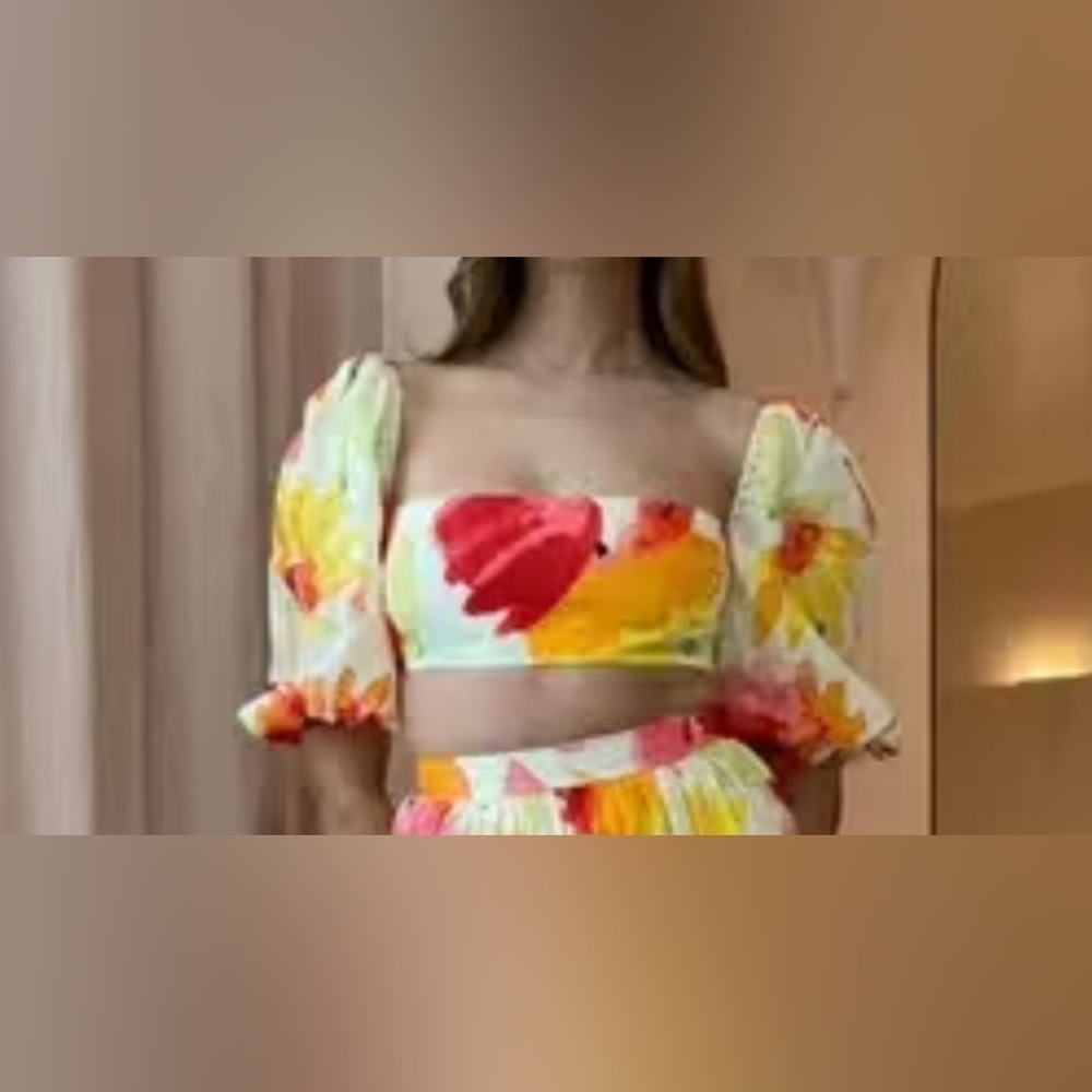 Rumer the Label Floral Linen Crop Top Sunshine Floral Size XXS